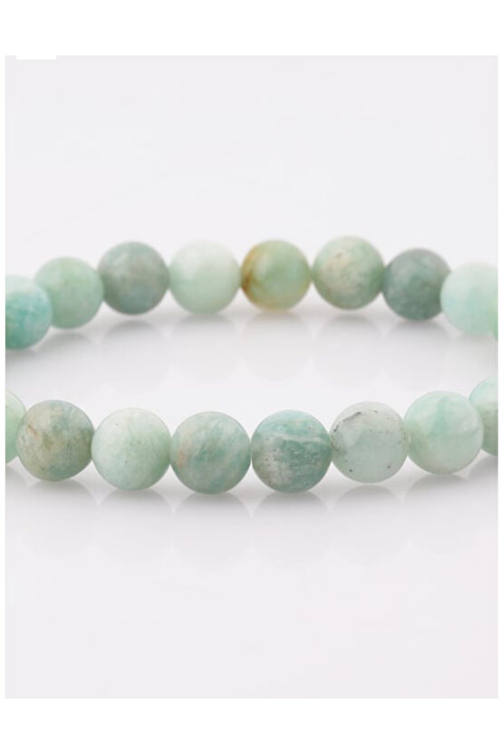 Gerçek Amazonit Doğal Taş Bileklik 8 mm A Kalite 18 cm