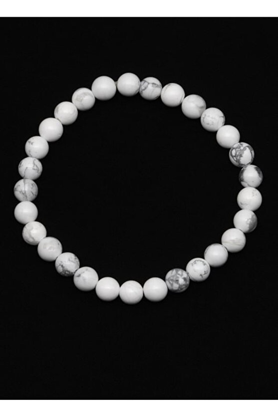 Gerçek Havlit Doğal Taş 6 mm Bileklik 18 Cm