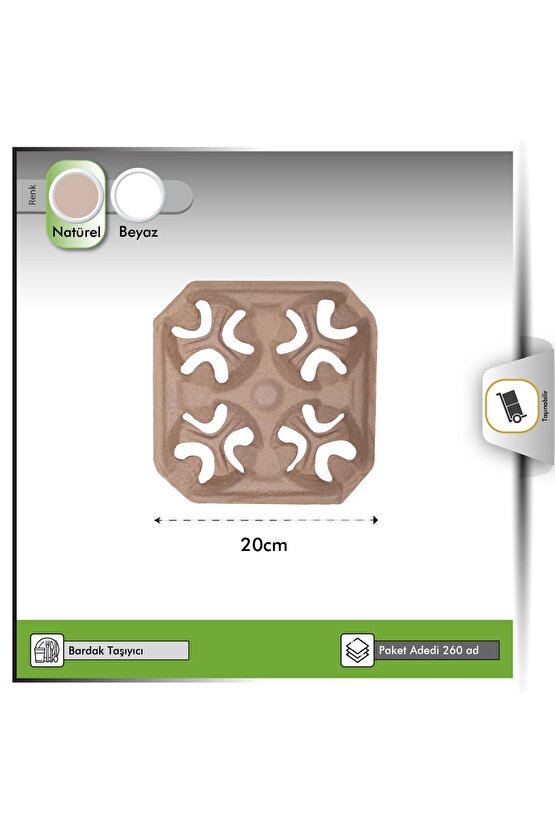 Karton Viyol Bardak Taşıyıcı Natürel 4 lü - 100 adet
