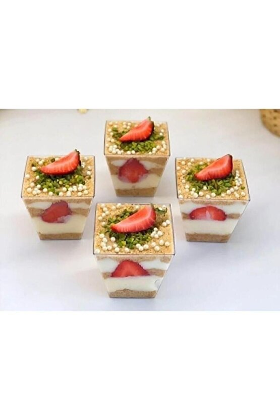 Kübik Prizma Mika Plastik Şeffaf Kapaksız Sunum Kabı 200 Cc .10.* Adet Tatlı & Meze Ve Salata Kasesi