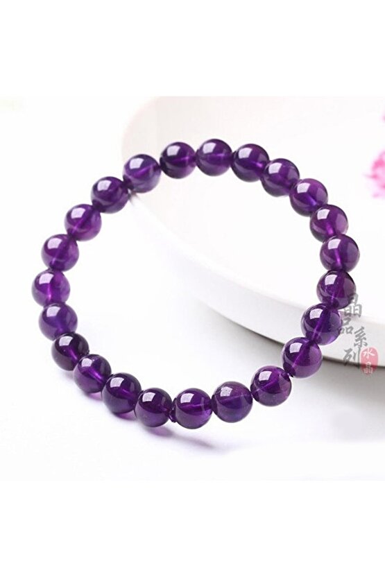 Doğal Taş Ametist Bileklik 8mm Sertifikalı