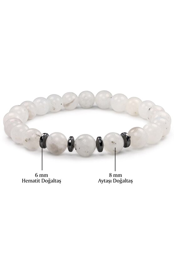 Ay Taşı - Hematit Doğal Taş Bileklik 8 Mm