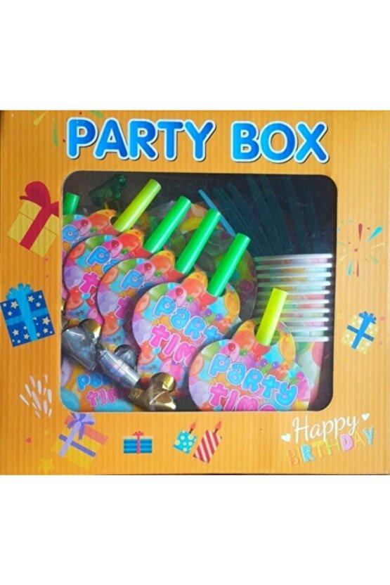 Sarı Parti Box Kutlama Seti  Çoçuklar Için 10 Kişilik 1 Paket