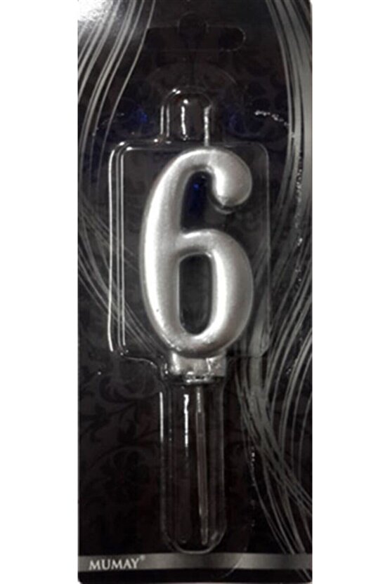 6 Rakam Gümüş Mum
