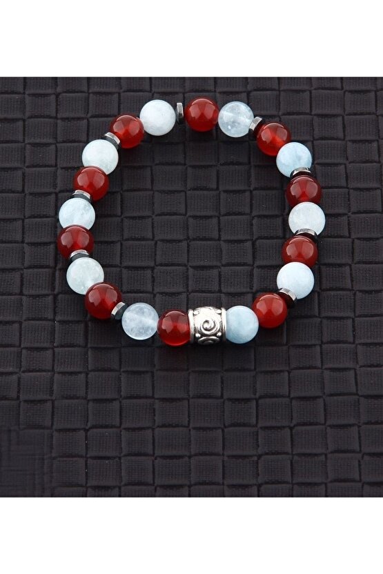 Hematit, Akik, Aquamarin Doğal Taş 8 Mm Bileklik