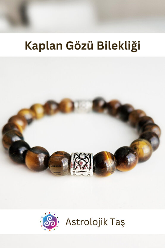 Doğal Taş Kaplan Gözü Bilekliği - Koruma -güç -cesaret - Ticari Başarı