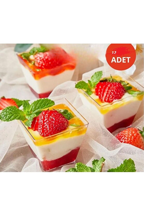 12li Sunum Kasesi Magnolya Dondurma Puding Tatlı Meze Salata Cup Kabı Sert Plastik Mika Kase