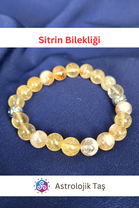Sitrin Doğal Taş Bileklik, Para, Başarı, Pozitif Enerji, Arınma Taşı