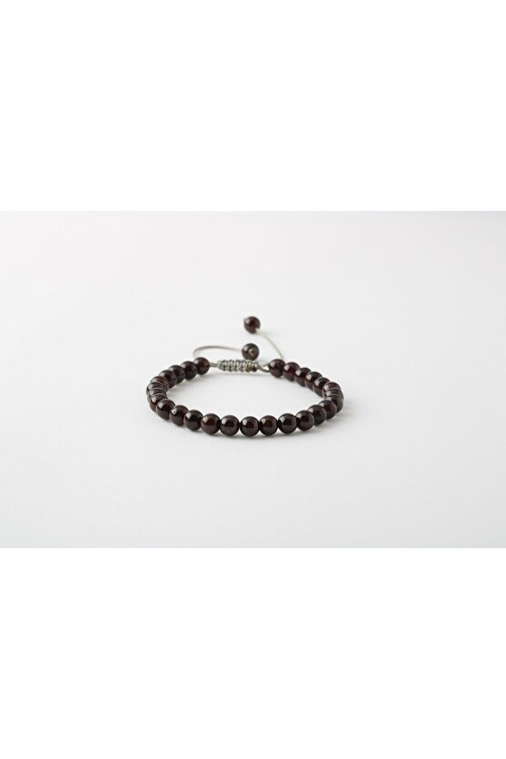 Bordo Granat Lal 6mm Merdiven Kapama Doğal Taş Bileklik