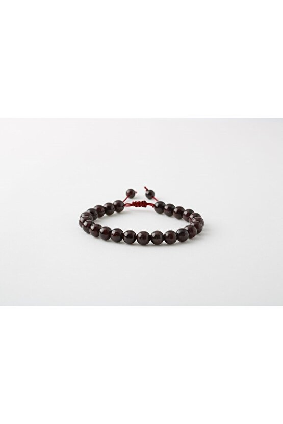 Bordo Granat Lal 8mm Merdiven Kapama Doğal Taş Bileklik