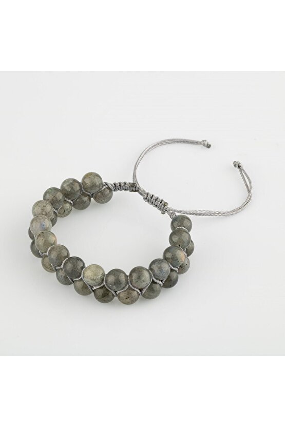 Labradorit 8mm Çift Sıra Makrome Doğal Taş Bileklik