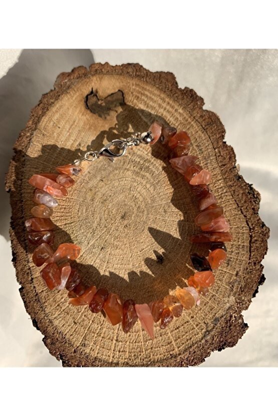 Doğal Kırmızı Akik Taşı Kırıktaş Bileklik