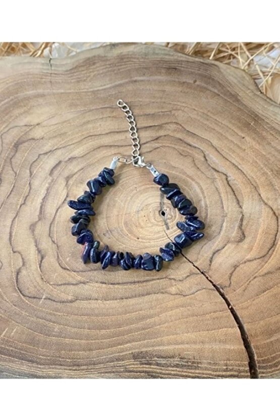 Gerçek Doğaltaş El Yapımı Lacivert Yıldız Taşı Kırıktaş Ayarlanabilir Bileklik