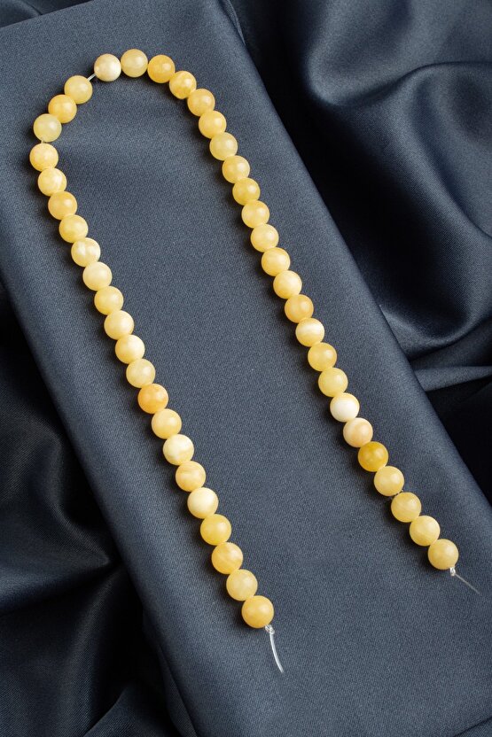 Kalsit Doğal Taş Parlak Sarı Küre Kesim 8mm Dizi [AA]