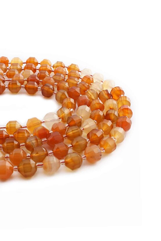 Akik Doğal Taş Parlak Turuncu Hegzagonal Kesim 10mm Dizi [AA]