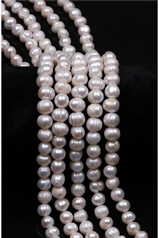 İnci Doğal Taş Kolye 7 mm Küre Kesim