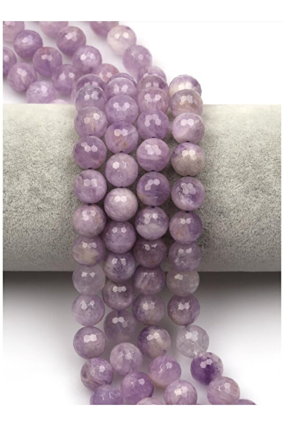 Lavanta Ametist Fasetli Doğal Taş Dizi 10 mm Yuvarlak Kesim