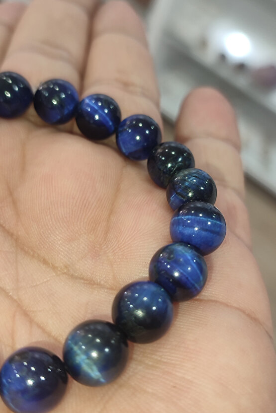 Mavi Kaplangözü 10 mm Natural Doğaltaş Bileklik