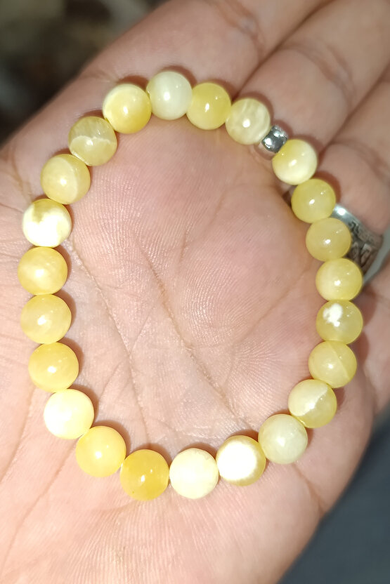 Sarı Kalsit Taşı 8 mm Natural Doğaltaş Bileklik
