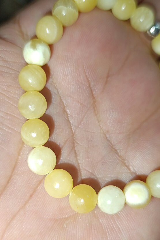 Sarı Kalsit Taşı 8 mm Natural Doğaltaş Bileklik