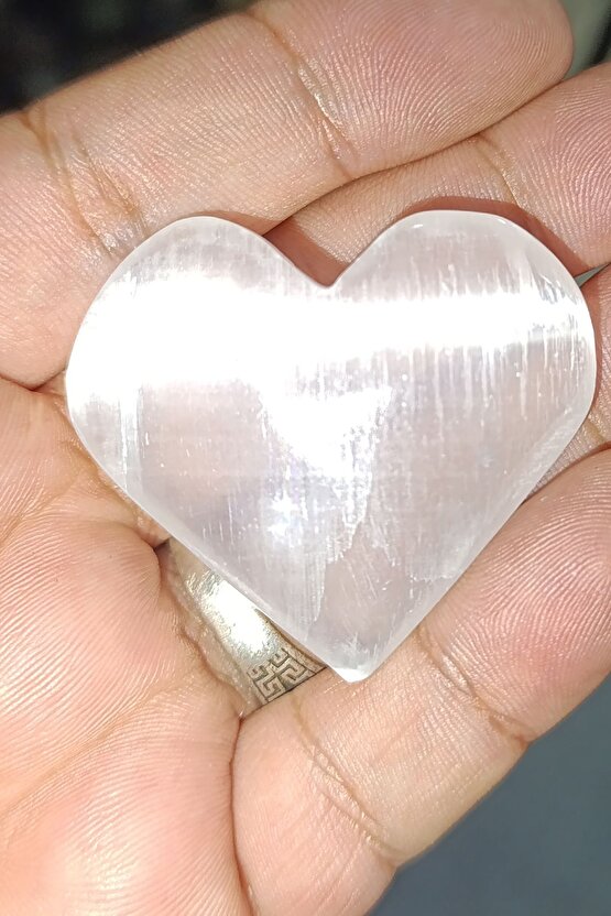 Selenit Taşı Kalp Kesim Natural Doğaltaş Kütle Küçük