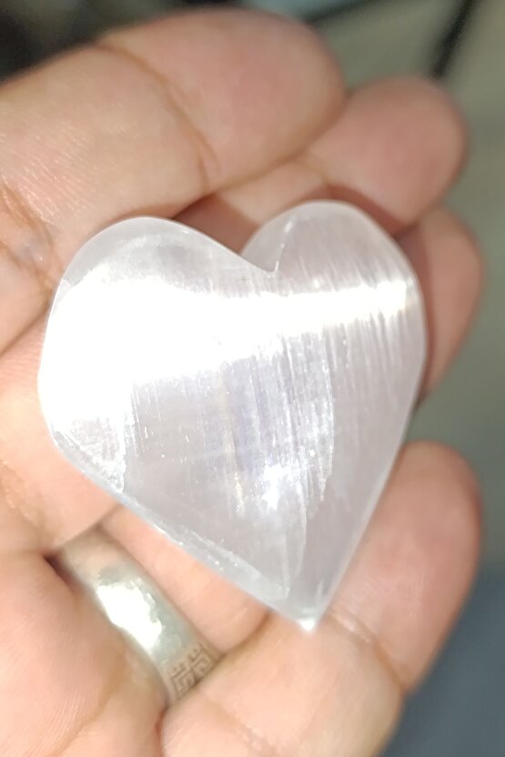 Selenit Taşı Kalp Kesim Natural Doğaltaş Kütle Küçük