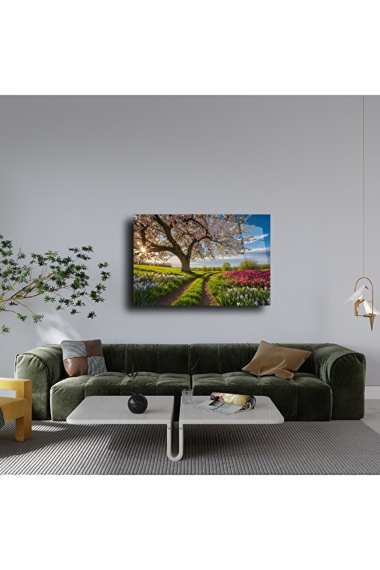 Premium Cam Tablo Bahar Manzarası