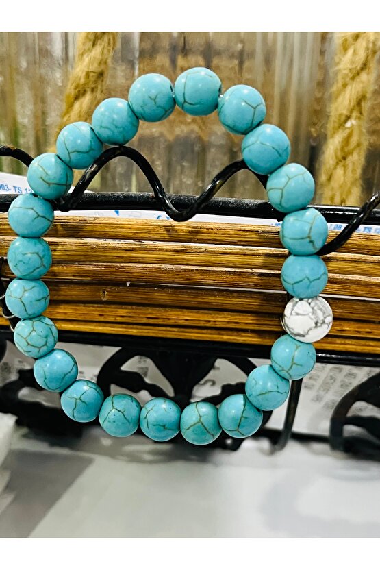 Doğal taş Firuze Taşlı Negatif enerji ve Stres taşı Hediyelik Bileklik