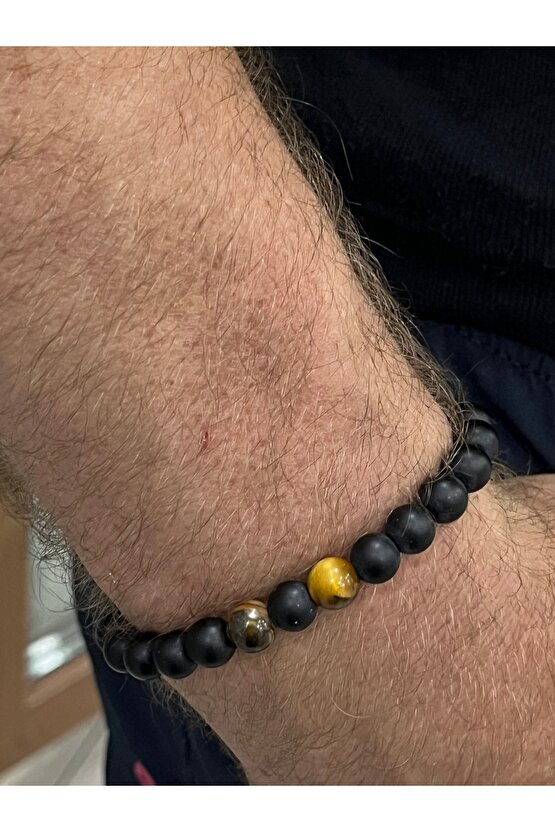 Kaplan gözü Doğal taş Çift Tasarım Erkek Bileklik Hediyelik Çift Bilekliği