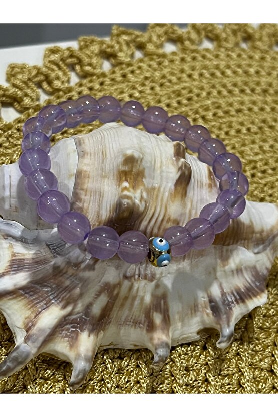 Mor flout Nazar boncuk Bilekliği Şans ve Çakra bilekliği Pozitif Enerji