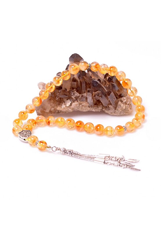 Doğal Sitrin Taşı Tesbih ( A Kalite )