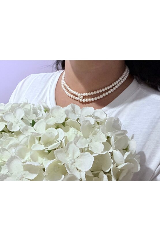 Gerçek Doğal Çift Katlı İnci Kolye ( A Kalite )