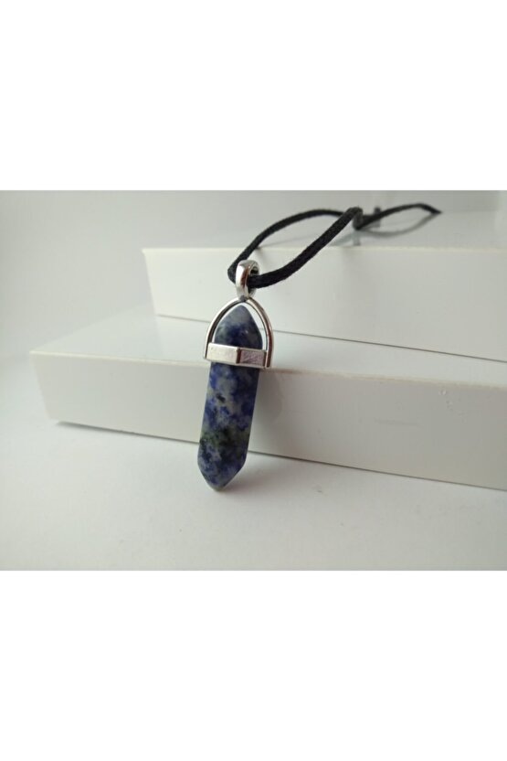 Unisex Sodalit Taşı Çivi Şeklinde Kolye