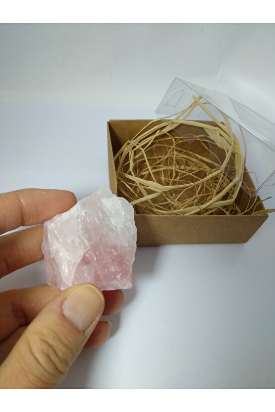 Pembe Kuvars Taşı Biblo Ham Doğaltaş Biblo (70-80 GR)