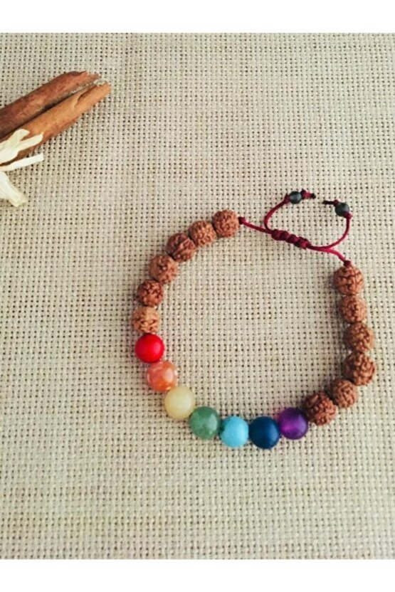 Doğaltaş 7 Çakra Rudraksha Unisex Bileklik