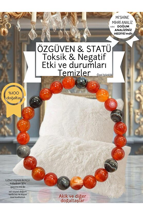 Doğaltaş Akik Özgüven Statü Bilekliği