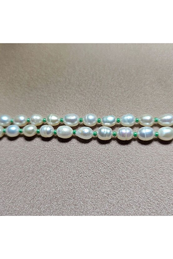 İnci Doğal Taş Halhal - Su Yeşili ( Küçük ) - 1 Adet ( El Yapımı Tasarım Ürünler )