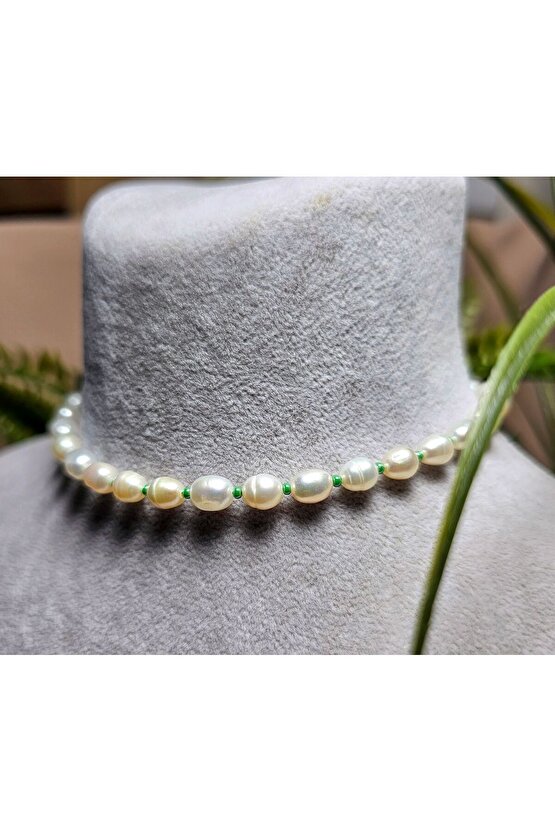 İnci Doğal Taş Halhal - Su Yeşili ( Küçük ) - 1 Adet ( El Yapımı Tasarım Ürünler )