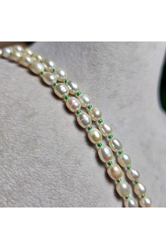 İnci Doğal Taş Halhal - Su Yeşili ( Küçük ) - 1 Adet ( El Yapımı Tasarım Ürünler )