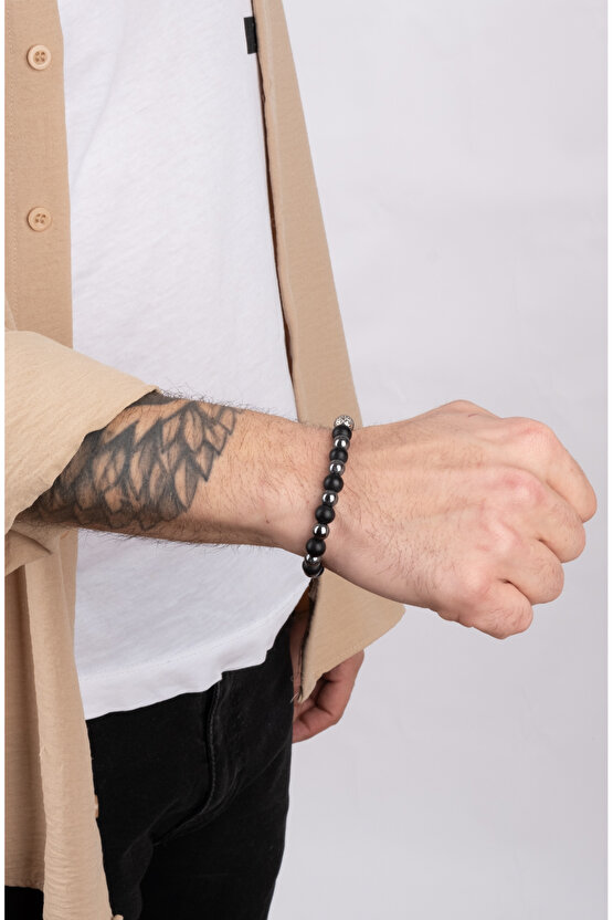 Unisex Dogaltaş Oniks Hematit Bileklik