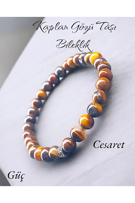 Doğal Taş Kaplan Gözü Taşı Bileklik