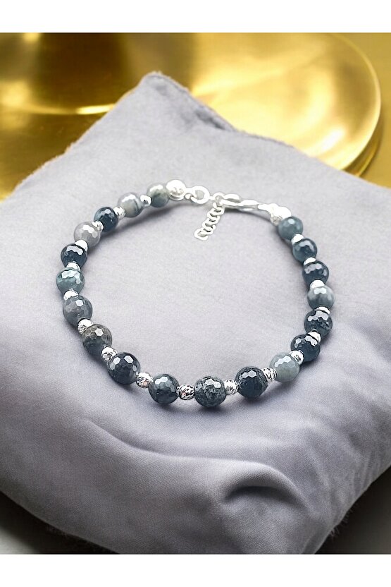 Zümrüt  Zümrüt Taşı Bileklik 6 mm 925 Ayar gümüş