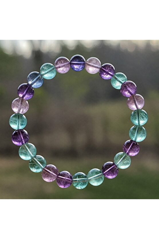 Florit doğal taş bileklik 8mm muhteşem renklerde