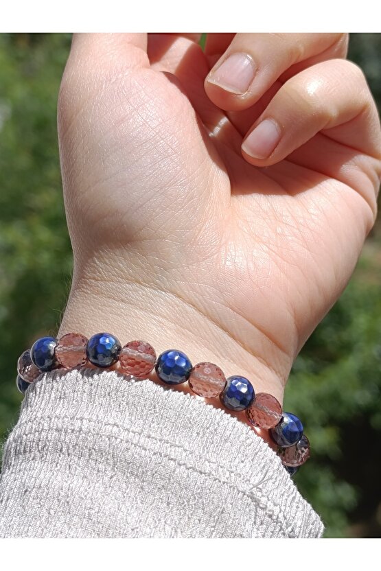 His ve zultanit taşlarından oluşan tasarım doğal taş bileklik 925 ayar gümüş aparatlı