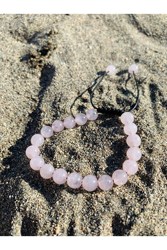 Pembe Kuvars Doğaltaş Kadın ve Erkek Bileklik