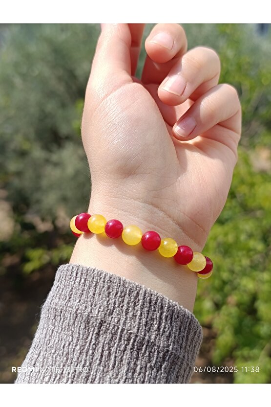 Doğaltaş Galatasaray Taraftar Kuvars Bileklik Kadın ve Erkek