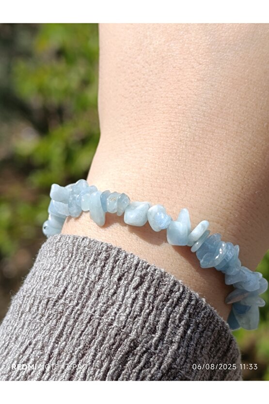 Akuamarin Kırık Doğaltaş Kadın ve Erkek Huzur Bilekliği