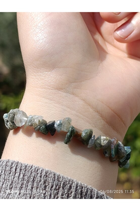 Yosunlu Akik Kırık Doğaltaş Kadın ve Erkek Bileklik