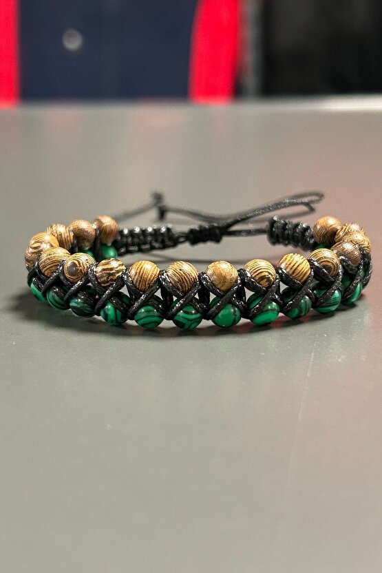 malahit Doğaltaş el yapımı örgü bileklik