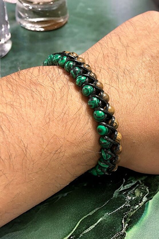 malahit Doğaltaş el yapımı örgü bileklik